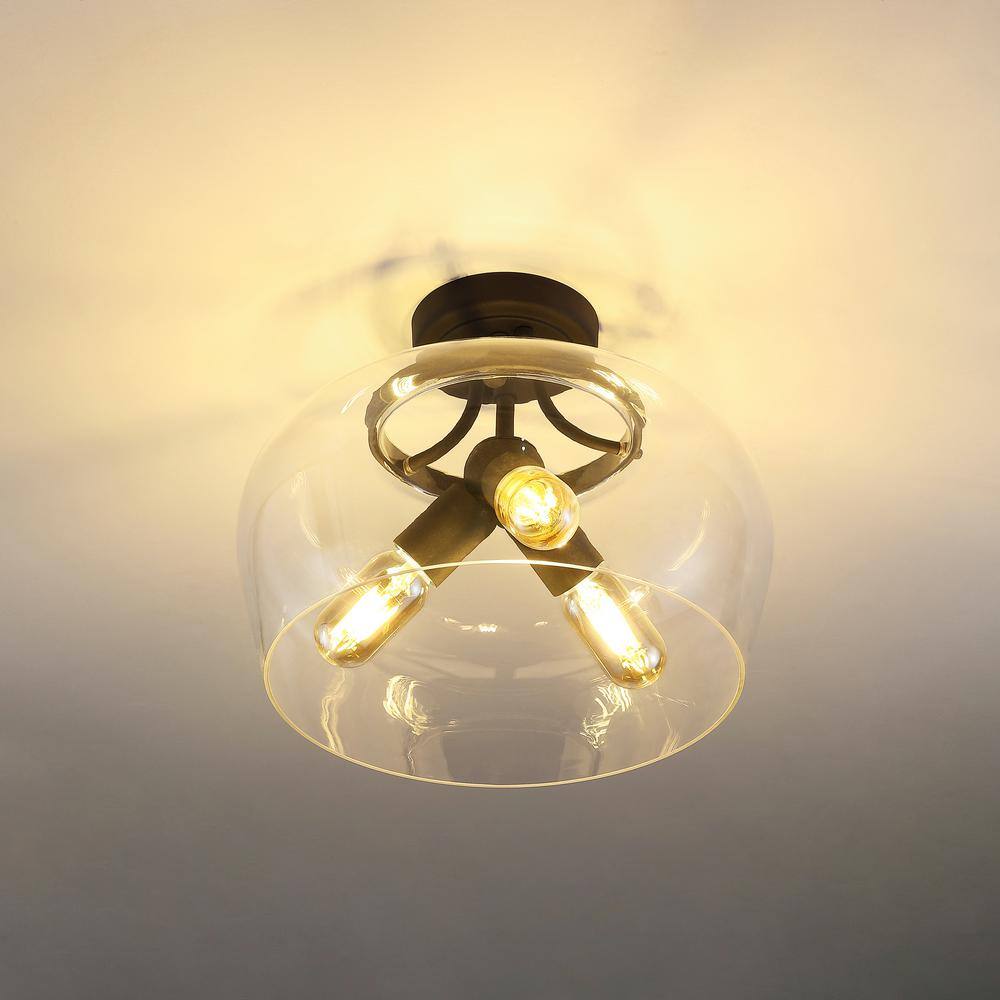 13.6 in. 3-Light Black Semi-Flush Mount - Hercitys
