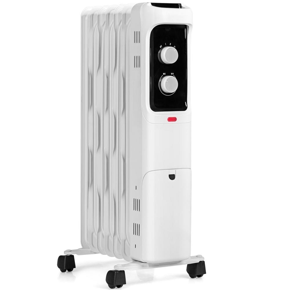 1500-Watt Electric Oil Filled Radiator Heater Space Settings White Heater with 3 Heat - Hercitys