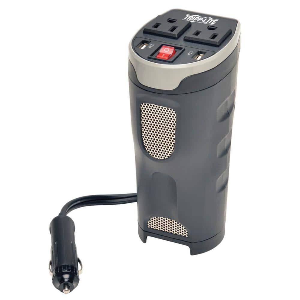 200-Watt Power Verter Cupholder Car Inverter with 2 AC Outlets and 2 USB-A Ports - Hercitys