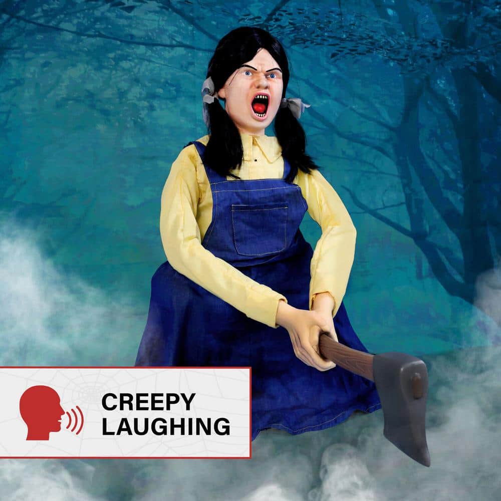4 ft. Axe Me Something by Tekky, Premium Halloween Animatronic - Hercitys