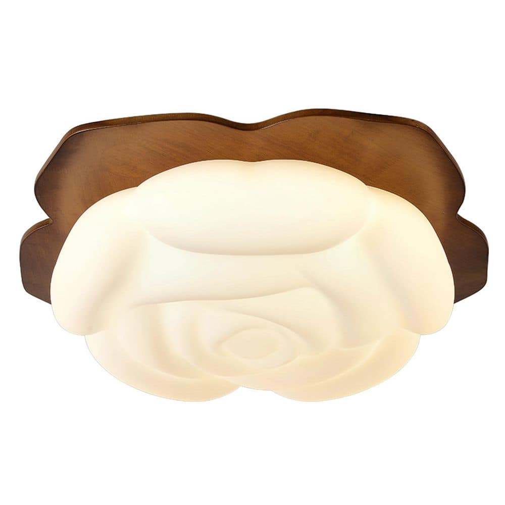 22.8 in. Integrated LED 30 Watt Brown Flush Mount for Dining Room Bedroom Kids Room with Milk White Acrylic Shade - Hercitys