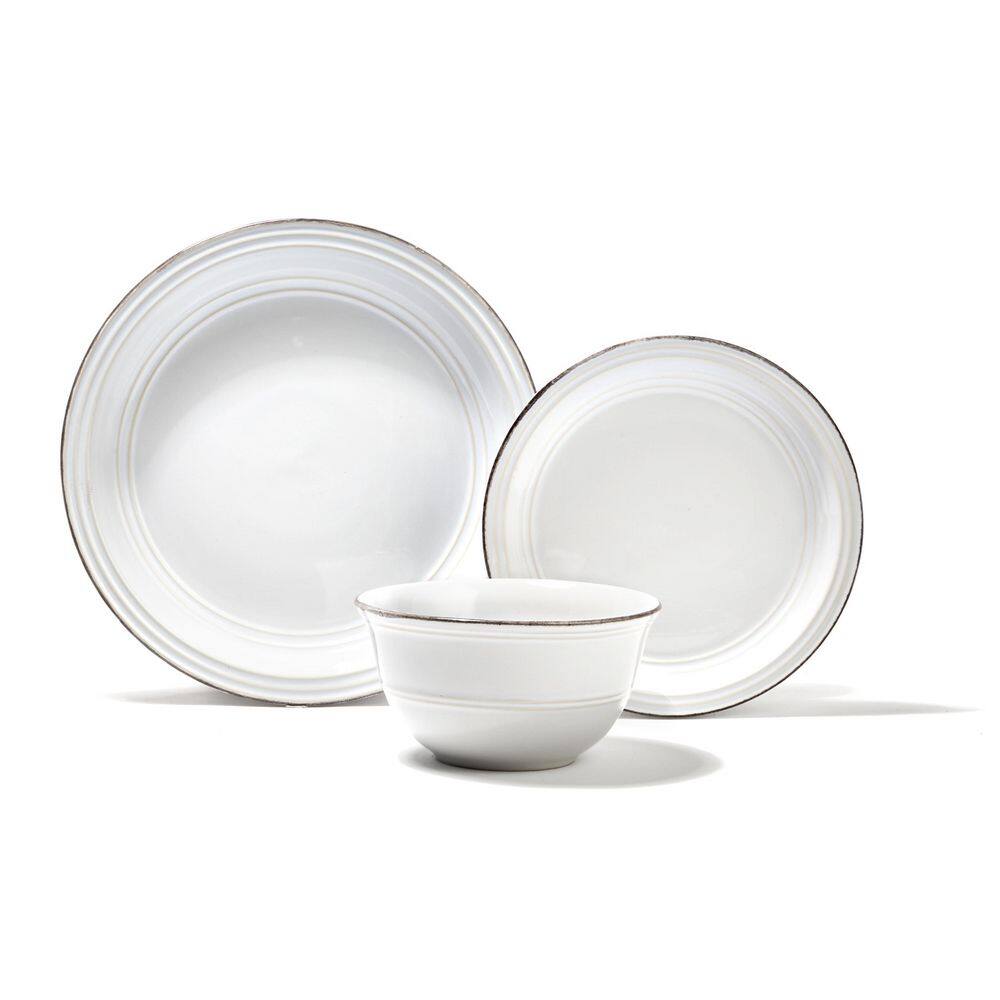 12-Piece Casual White Stoneware Dinnerware Set (Service for 4) - Hercitys