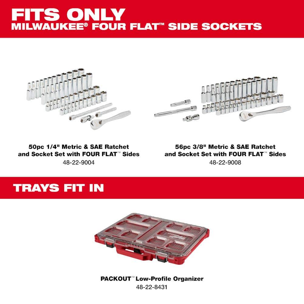 1/4 in. and 3/8 in. Drive Metric and SAE Ratchet and Socket Trays - Hercitys