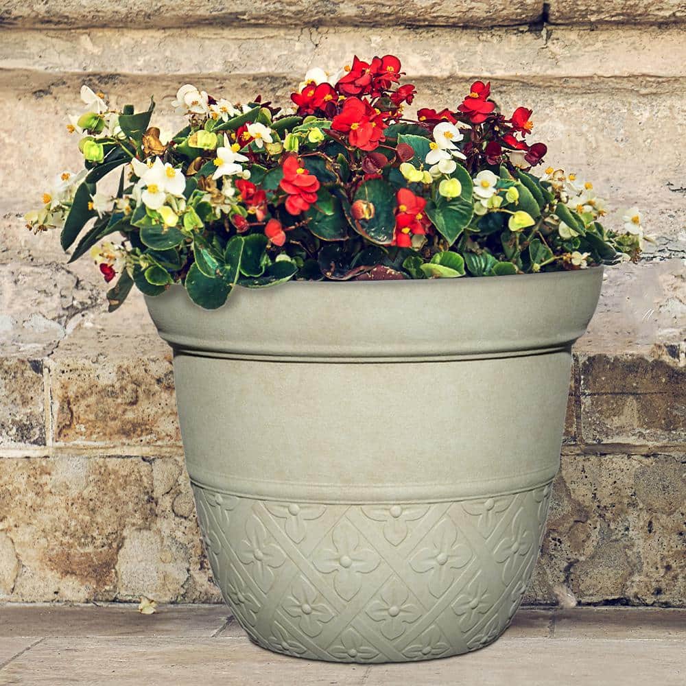 12.5 in. Clover River Stone Resin Planter - Hercitys