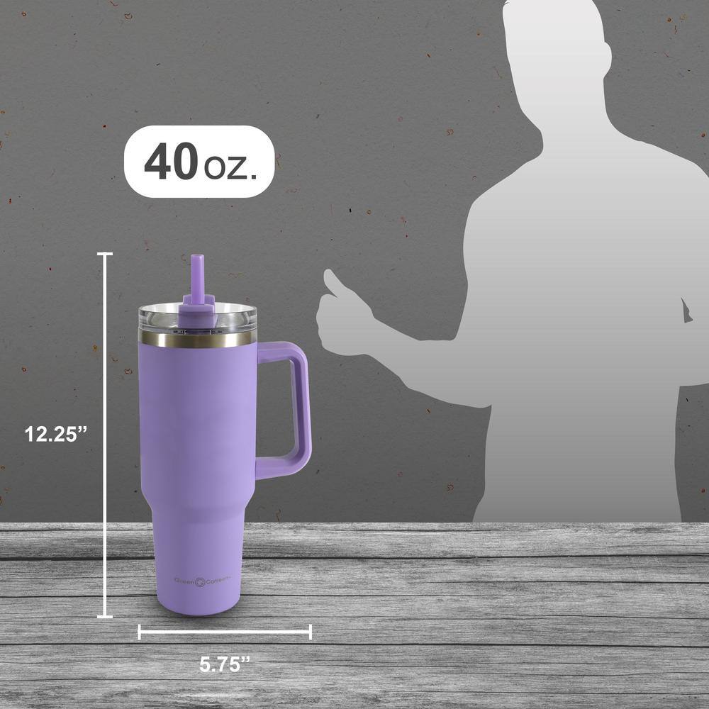 40 oz. Double Wall Stainless Steel Purple Tumbler with Handle (2-pack) - Hercitys