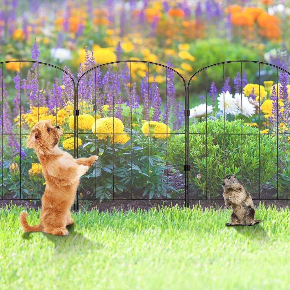 24 in. H x 13 in. L Garden Fence No Dig Fenc Animal Barrier Fence with 2 in. Spike Spacing Steel (28-Pack) - Hercitys