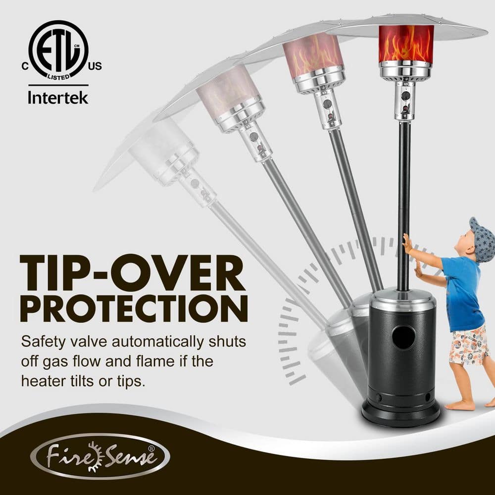 48,000 BTU Onyx and Stainless Steel Propane Standing Patio Heater - Hercitys