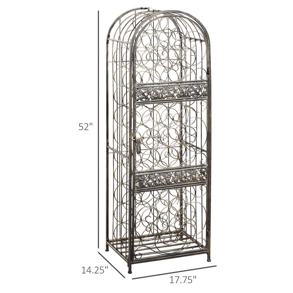45 Bottle Wrought Iron Wine Rack Jail with Lock - Hercitys