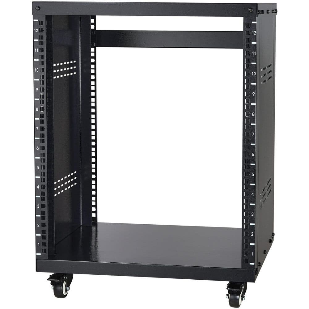 12U AV Rack Stand Steel 20.1 x 27.6 x 20.1 in. Network Stereo Recording Studio Rack Square Holes 1-Tier (Black) - Hercitys