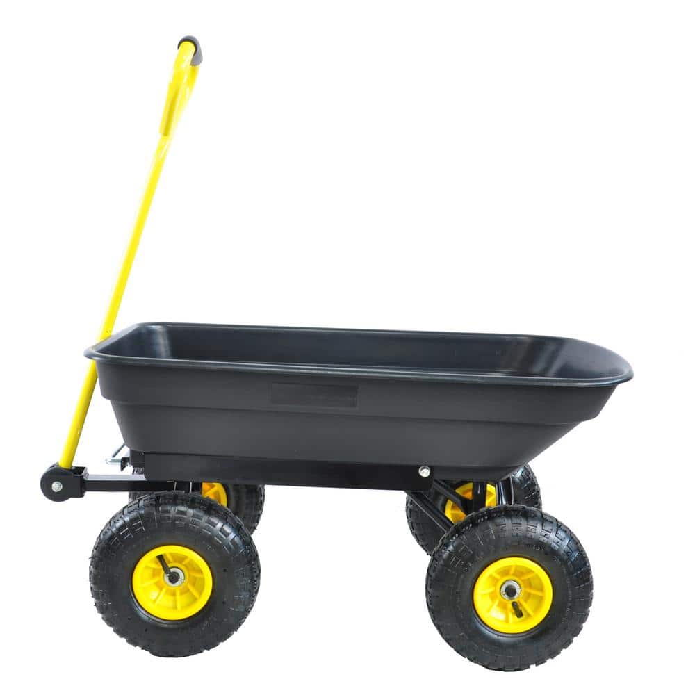 2.5 cu. ft. Metal Garden Cart with Steel Frame and 10 in. Pneumatic Tires 300 lbs. - Hercitys