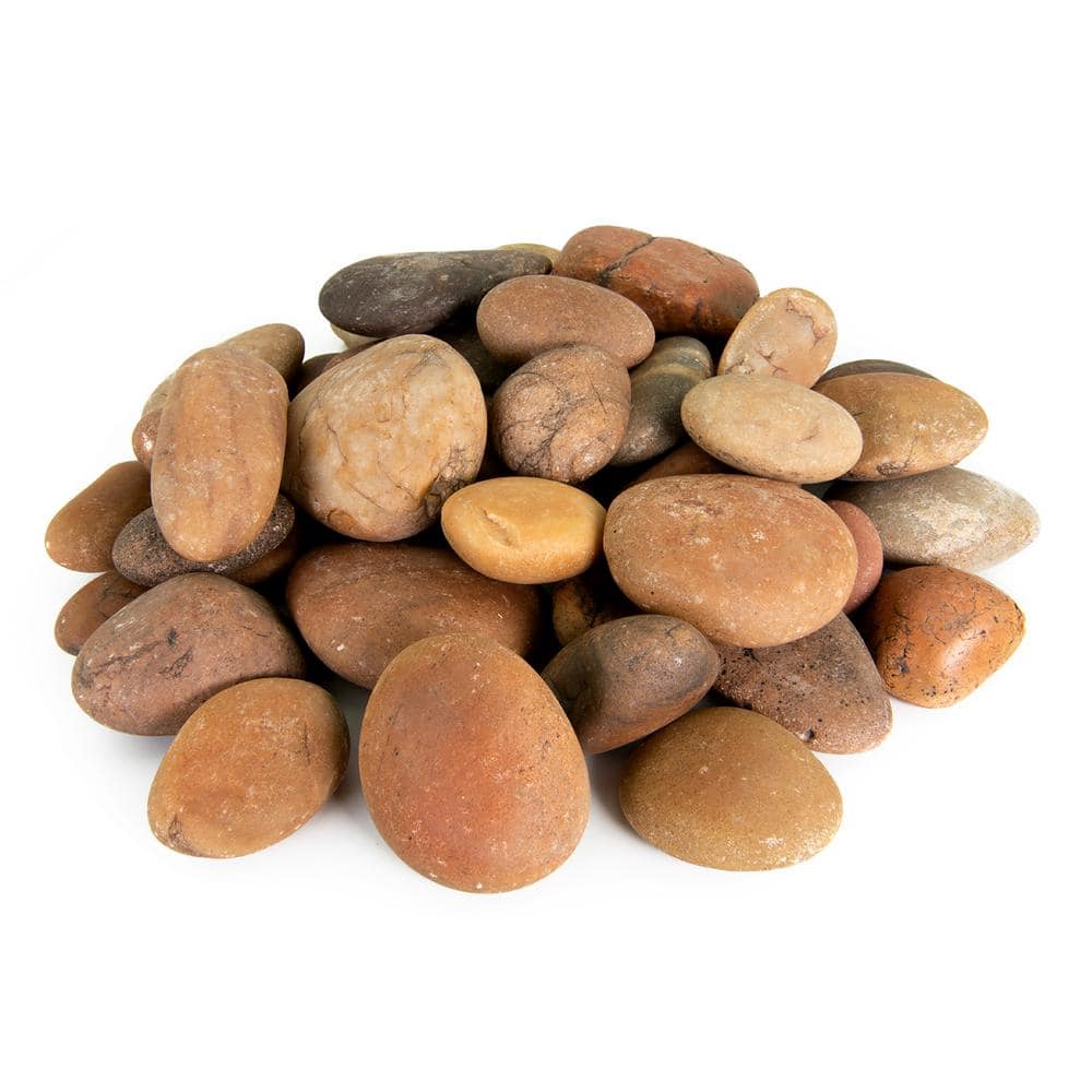 0.25 cu. ft. 1 in. to 3 in. Sunburst Mexican Beach Pebble Smooth Round Rock for Gardens, Landscapes and Ponds - Hercitys