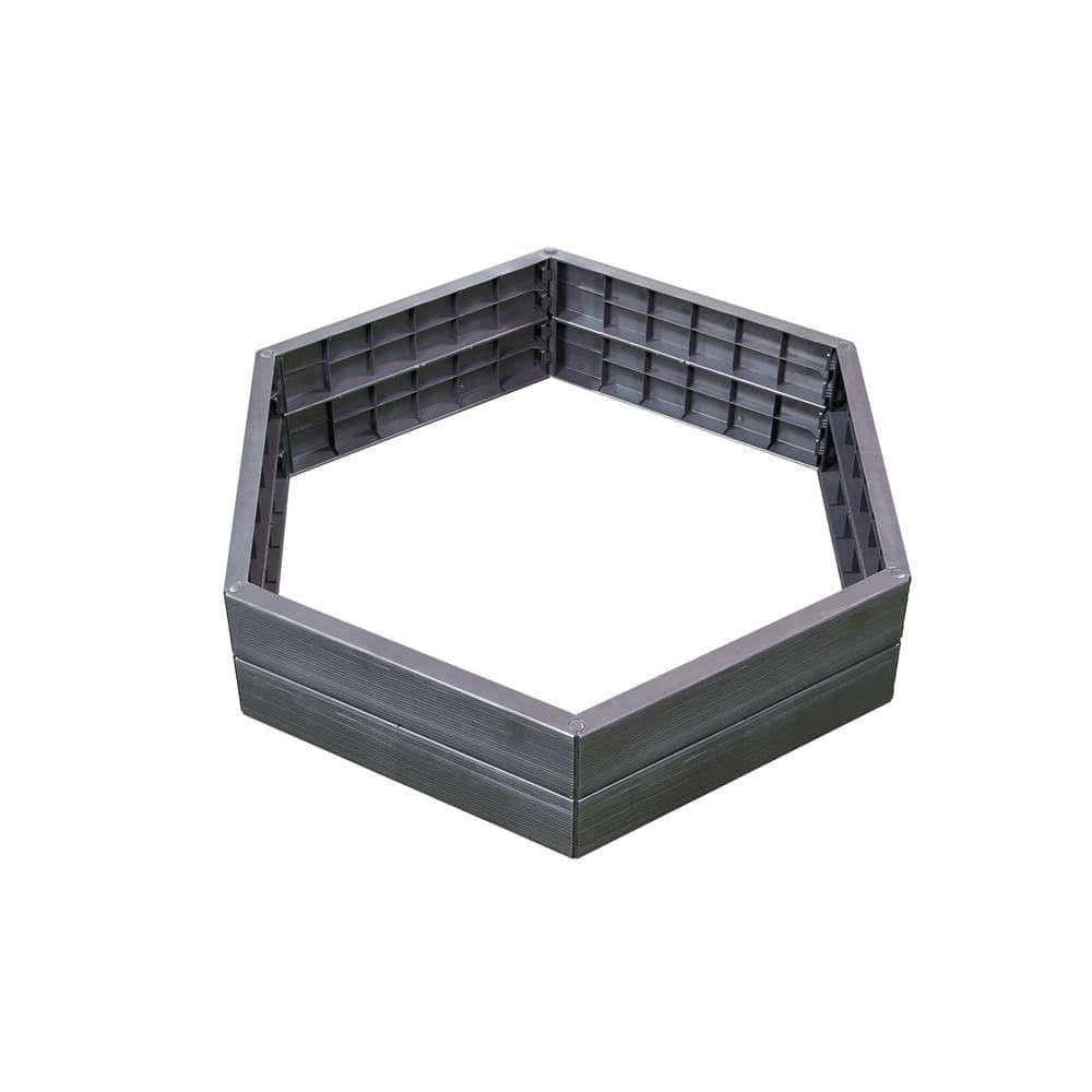 43.5 in. W x 43.5 in. L x 10 in. H Anthracite Hexagonal Plastic Modular Raised Bed - Hercitys