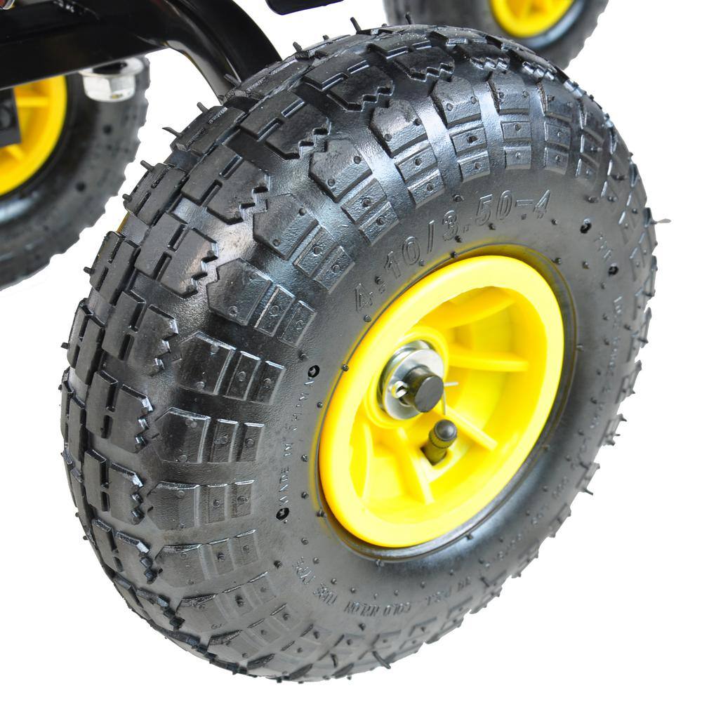 2 cu. ft. Folding Metal Garden Cart in Black with Pneumatic Tire - Hercitys