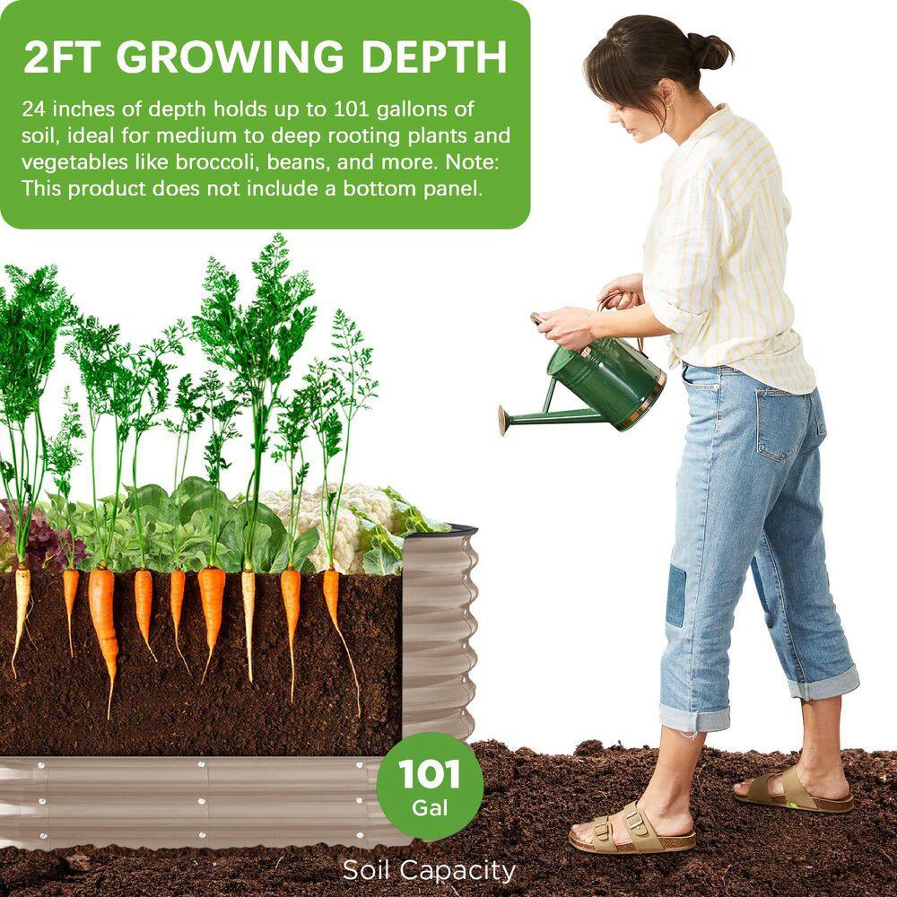 48 in. L x 24 in. W x 24 in. H Taupe Steel Raised Garden Bed - Hercitys