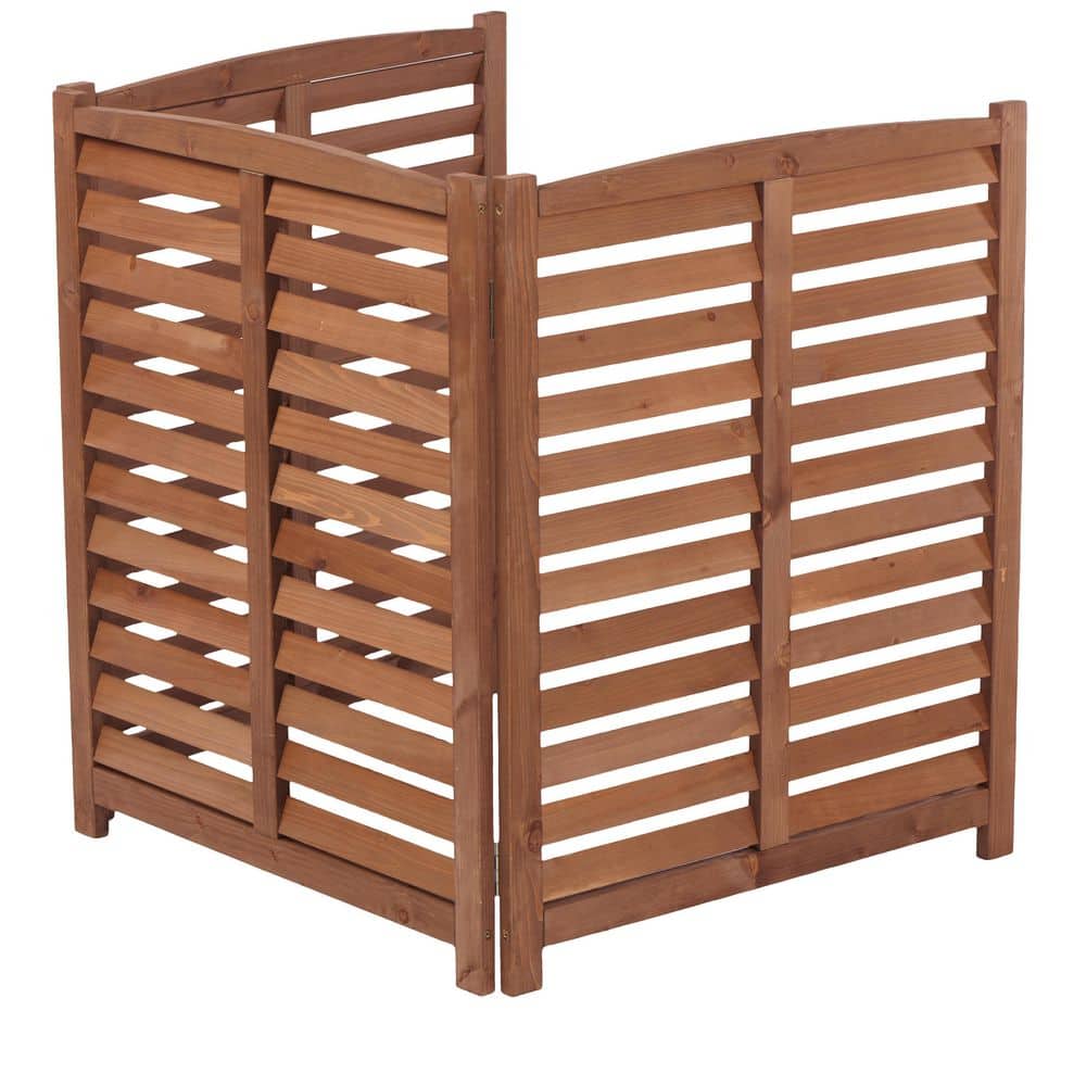 38 in. High Brown Solid Wood Outdoor Privacy Fence-Perfect for Air Conditioners, Trash Cans, and Garden Privacy - Hercitys