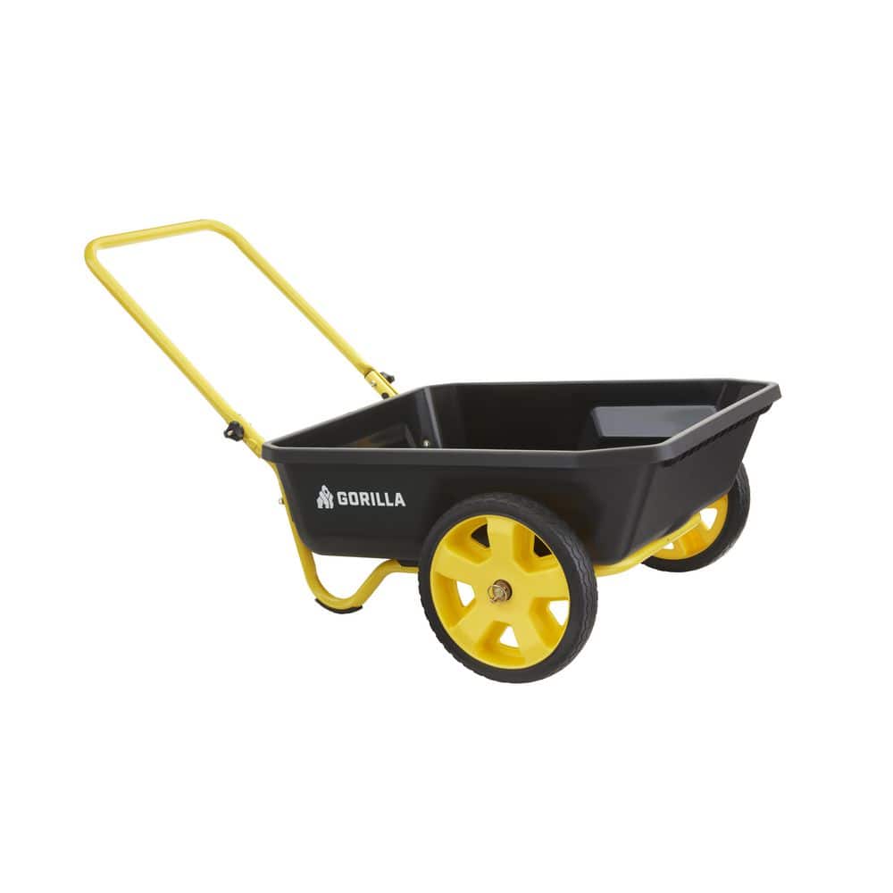 4 cu. ft. Poly Utility Garden Cart, 300 lbs. Capacity, 12 in. No-Flat Tires, Extra-Wide Foldable Handle - Hercitys