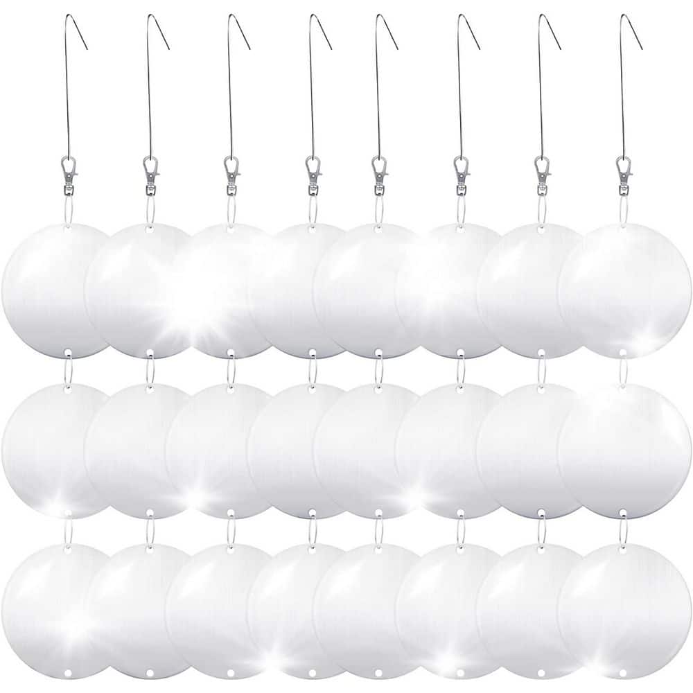 3 in. x 13.5 in. Plastic Reflective Bird Scare Discs Set, Large Double-Sided Bird Deterrents for Outside Use (24-Pack) - Hercitys
