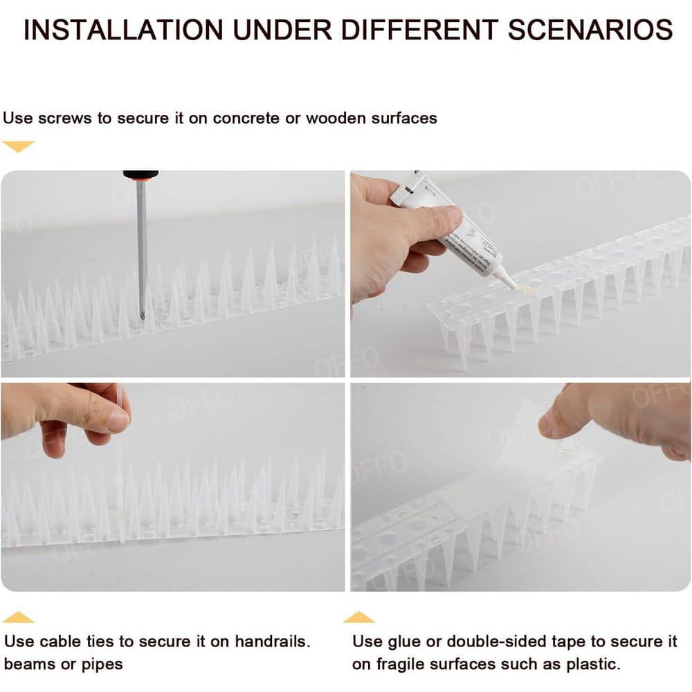 12. 5 in. Plastic Bird Spikes 14.7 ft. Coverage Frosted White - Hercitys