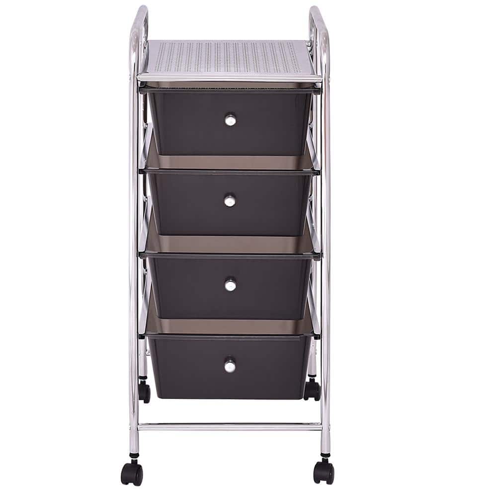 12.6 in. W x 30 in. H Black Pull-Out Plastic 4-Drawer Rolling Storage Cart - Hercitys