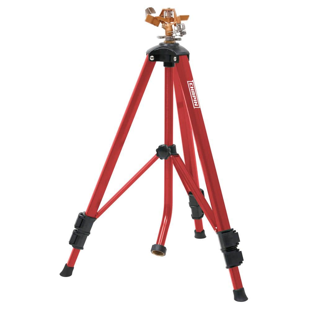 4993: Heavy-Duty Brass Head Tripod Impact Lawn Sprinkler, 360-Degree Large Area Coverage, Adjustable Height - Hercitys