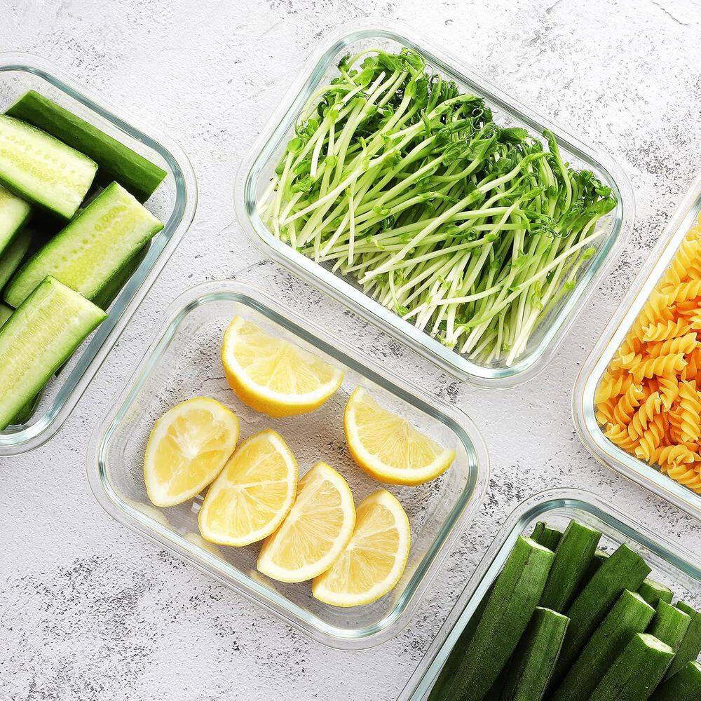 10 Pack Glass Meal Prep Containers with Lids Airtight BPA-Free Leak Proof 22oz Food Storage Bento Boxes Grey - Hercitys