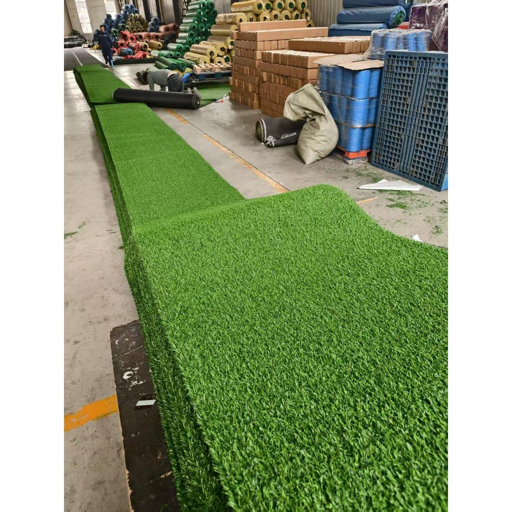 5 ft. x 10 ft. Plastic Garden Fence Turf Mat Thick Fake Faux Grass with Rubber Backing and Drainage Holes in Green - Hercitys