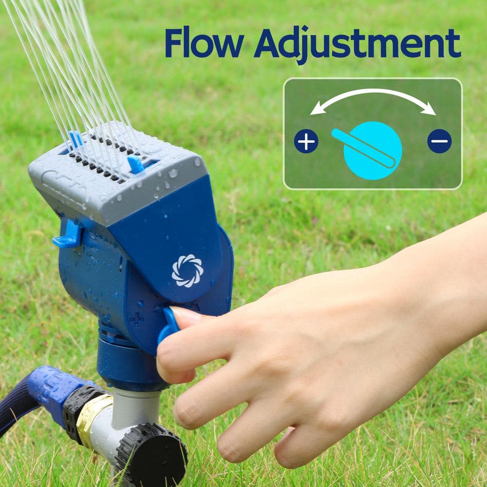 4,069 sq. ft. Oscillating Sprinkler with Metal Step Spike and Quick Connect Adapter Set, Control Watering Range, Blue - Hercitys