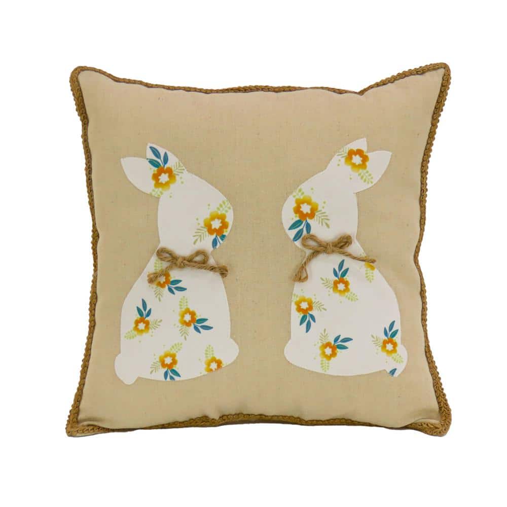 16 in. Floral Bunny Easter Pillow - Hercitys