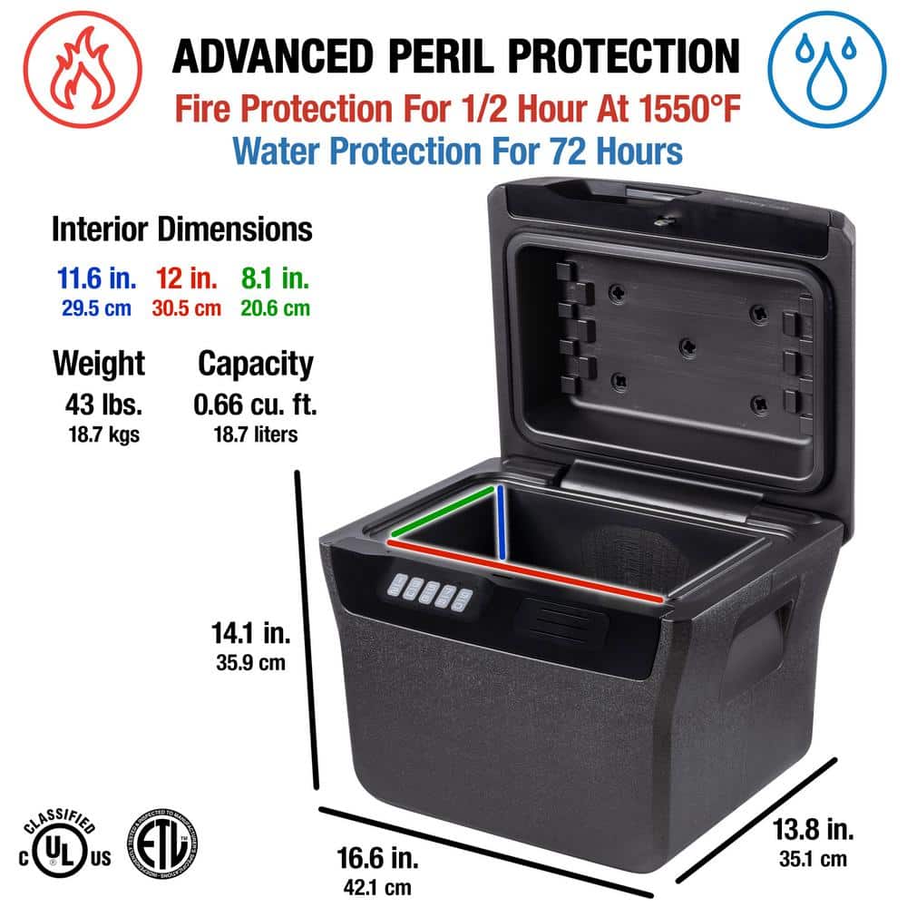 0.66 cu. ft. Fireproof & Waterproof Safe File Box with Digital Lock - Hercitys