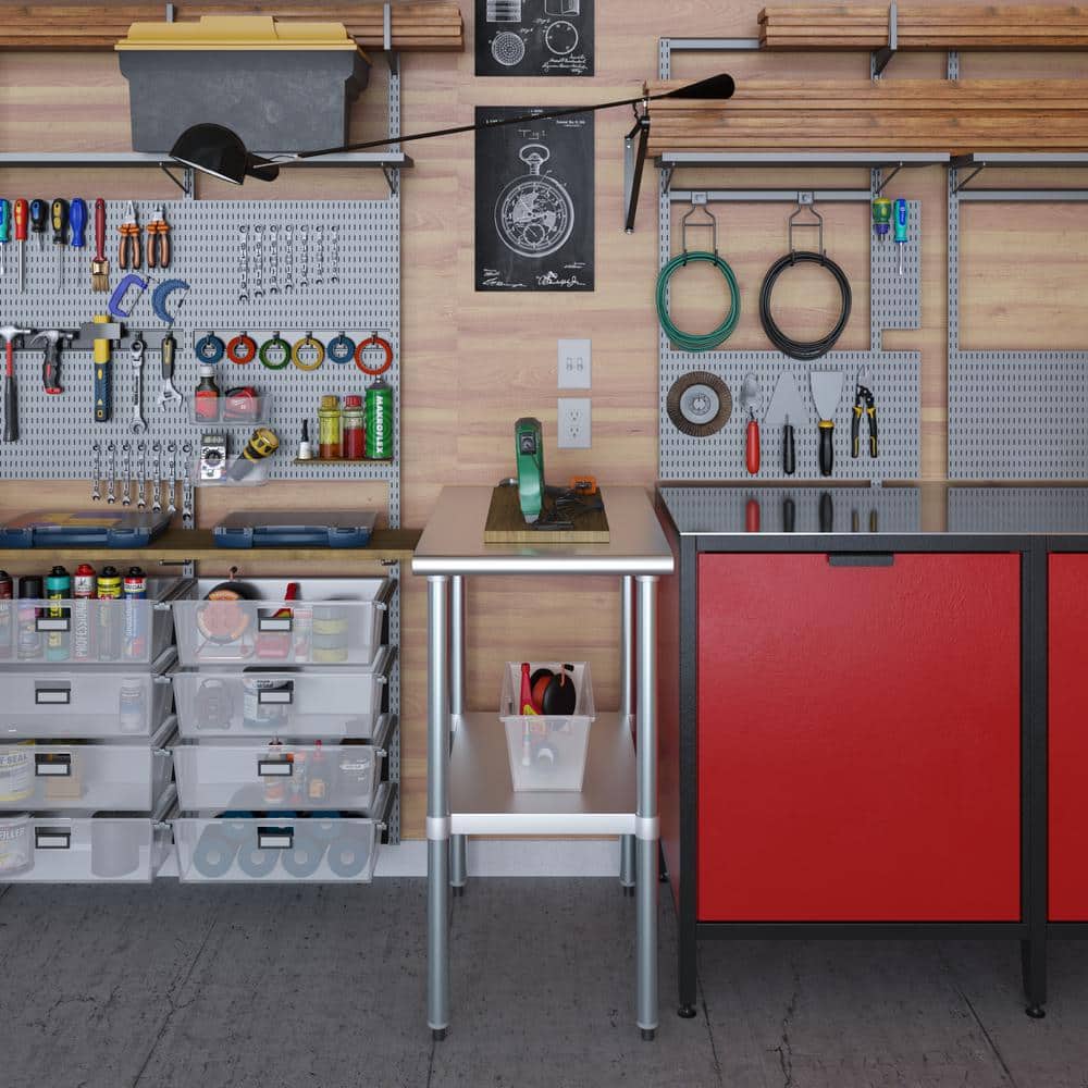 30 in. x 18 in. Stainless Steel Kitchen Utility Table with Adjustable Bottom Shelf - Hercitys