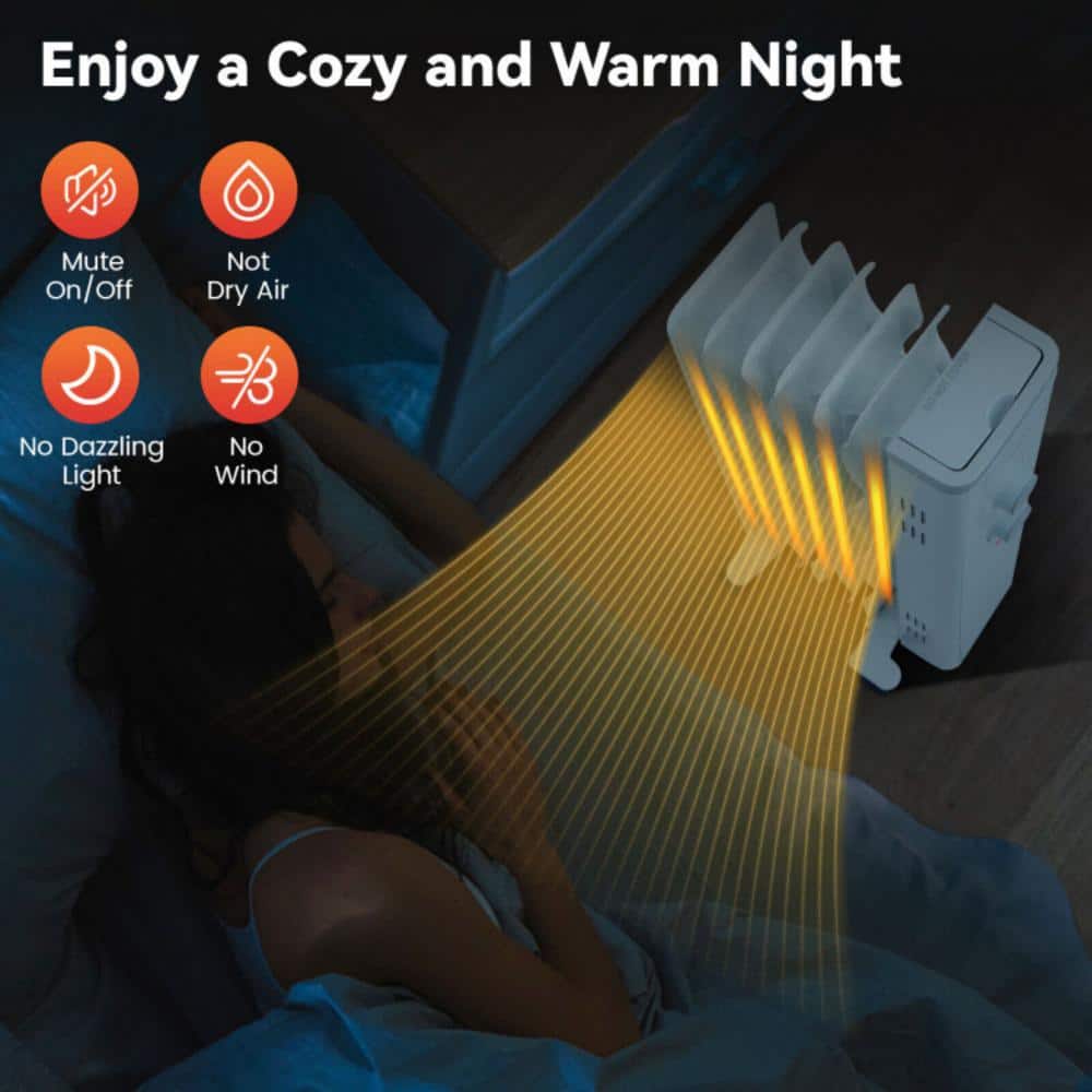 1500-Watt Oil Filled Space Heater ETL/UL Certificated Radiant Space Heater with 4 Wheels, 3-Level Heat, Foldable Handle - Hercitys