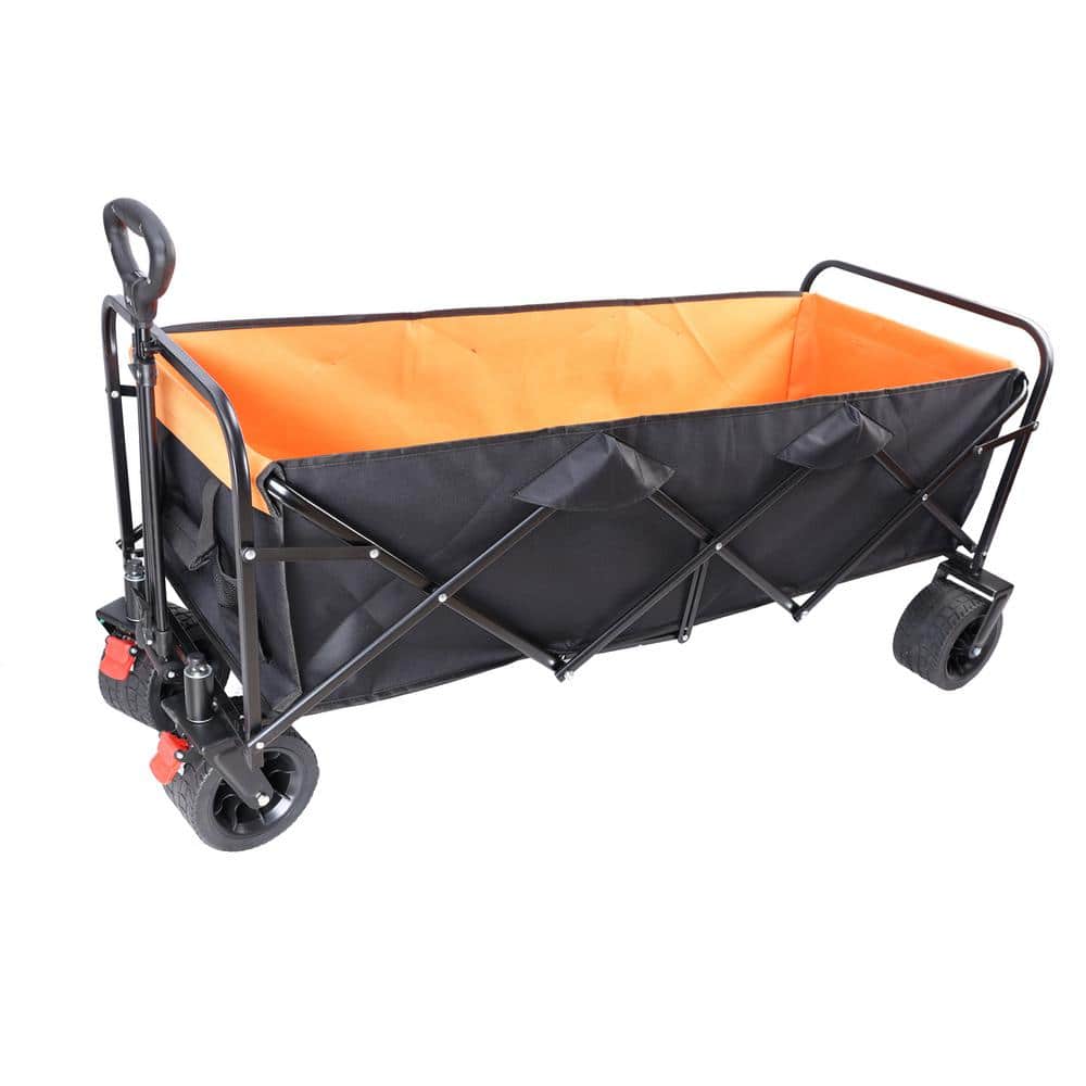 11 cu. ft. Yellow Fabric and Steel Frame Outdoor Folding Utility Wagon Garden Cart with Brakes - Hercitys