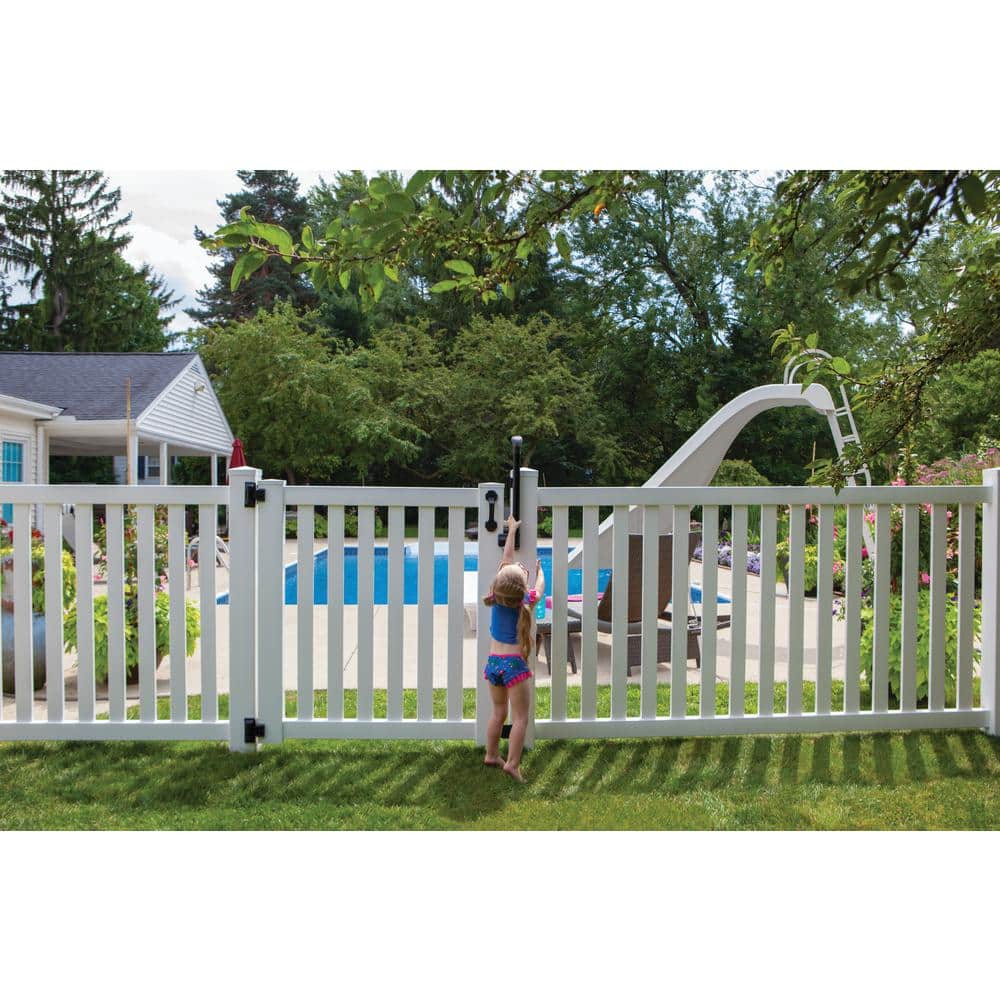 4 in. x 21.375 in. Nylon/Stainless Steel Black Locking Pool Safety Latch - Hercitys