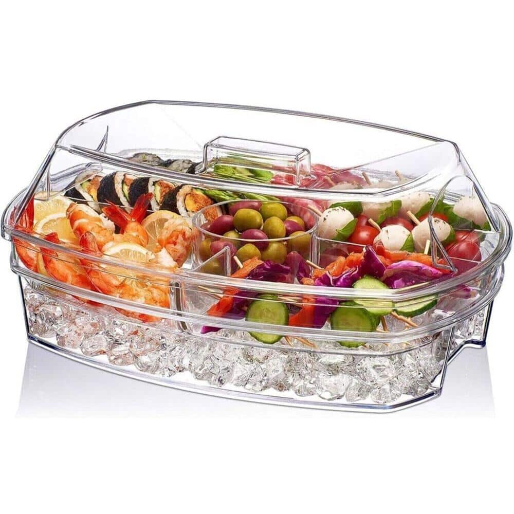 4-Compartment Clear P-17 Party Platter On Ice (Set of 1) - Hercitys