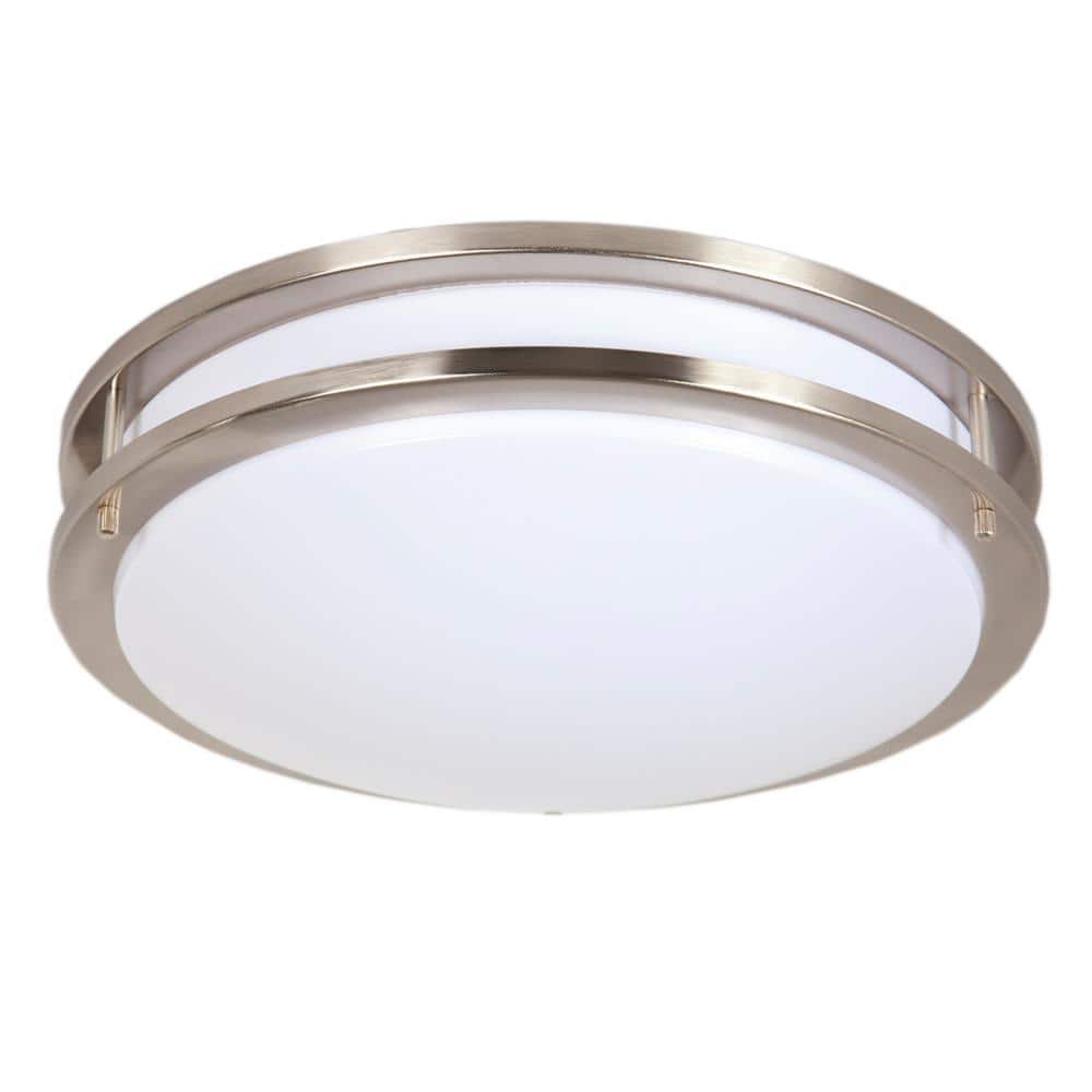 14 in. Satin Nickel LED Ceiling Mount Fixture, 5 CCT 2700K-5000K, 2100 Lumens, Dimmable - Hercitys