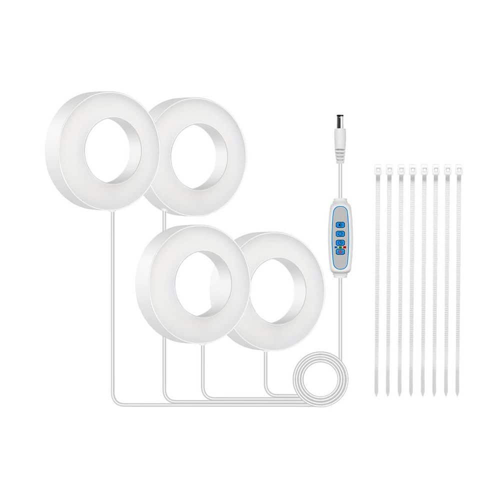 4-Heads Wall Mount Plant Grow LED Light Full Spectrum 6-16hrs Timer with Cable Clips for Tidy Setup for Small Plants - Hercitys