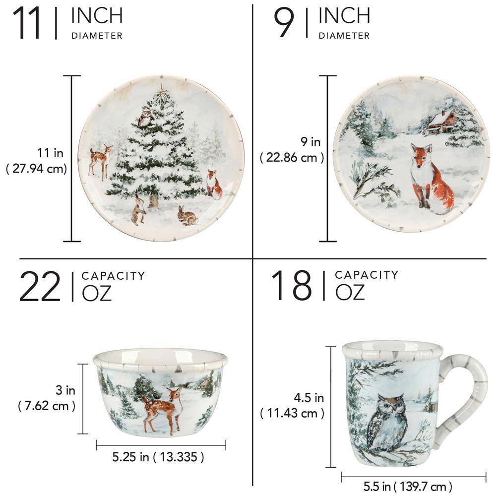 16-Piece Earthenware Winter’s Frost Dinnerware Set - Hercitys