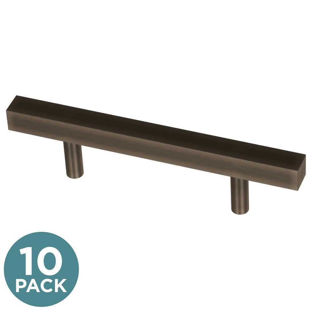 (10-Pack) Square Bar 3 in. (76 mm) Modern Matte Bronze Cabinet Handle Drawer Bar Pulls - Hercitys
