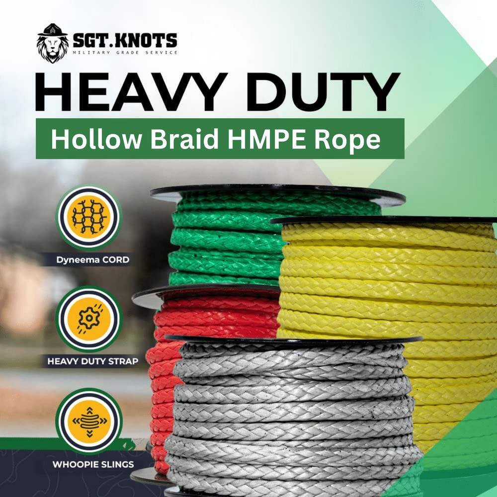 3/16 in. x 50 ft. – HMPE Polyethylene Braided Rope – Yellow - Hercitys