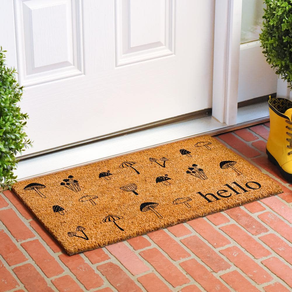 17 in. x 29 in. Mushroom Hello Doormat - Hercitys