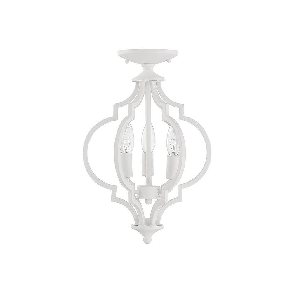 11 in. W x 16 in. H, 3-Light Bisque White Convertible Semi- Flush Mount - Hercitys