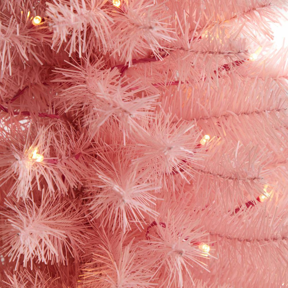 3 ft. Pink Artificial Christmas Tree with 50 LED Lights and 118 Bendable Branches - Hercitys
