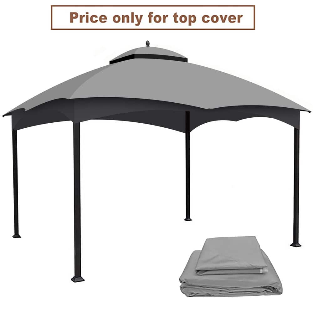 10 x 12 ft. Gray Outdoor Patio Gazebo Replacement Canopy, Heavy Duty Gazebo Tent Roof Top, Only Cover - Hercitys
