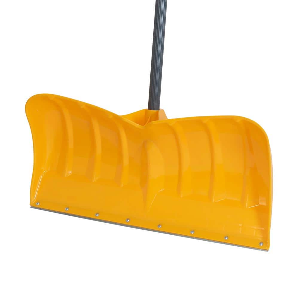 41.25 in. Handle Steel Snow Shovel and 26 in. Plastic Blade Versa Grip Combo and Pusher with Steel Strips - Hercitys