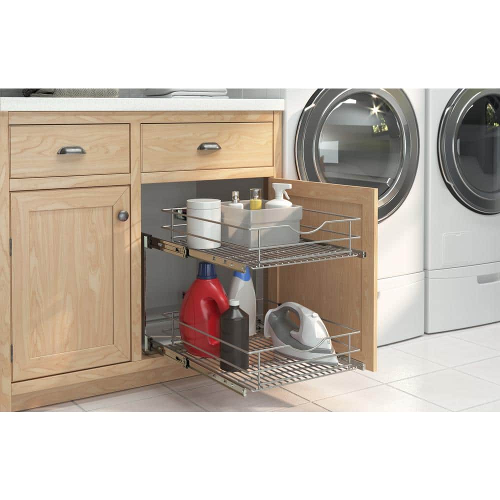 17 in. Double Tier Wire Soft-Close Pullout Baskets - Hercitys