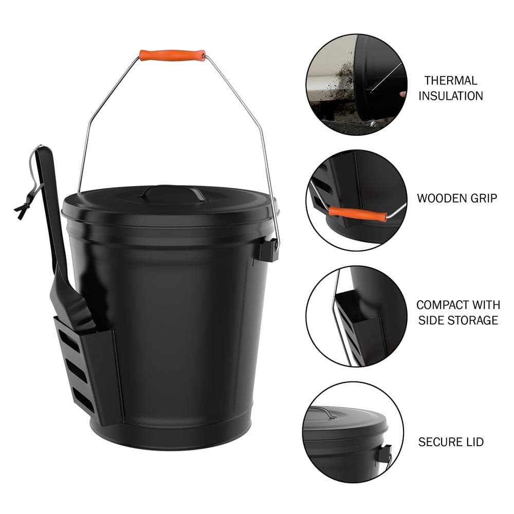 4.75 Gal. Ash Bucket with Lid and Shovel - Hercitys