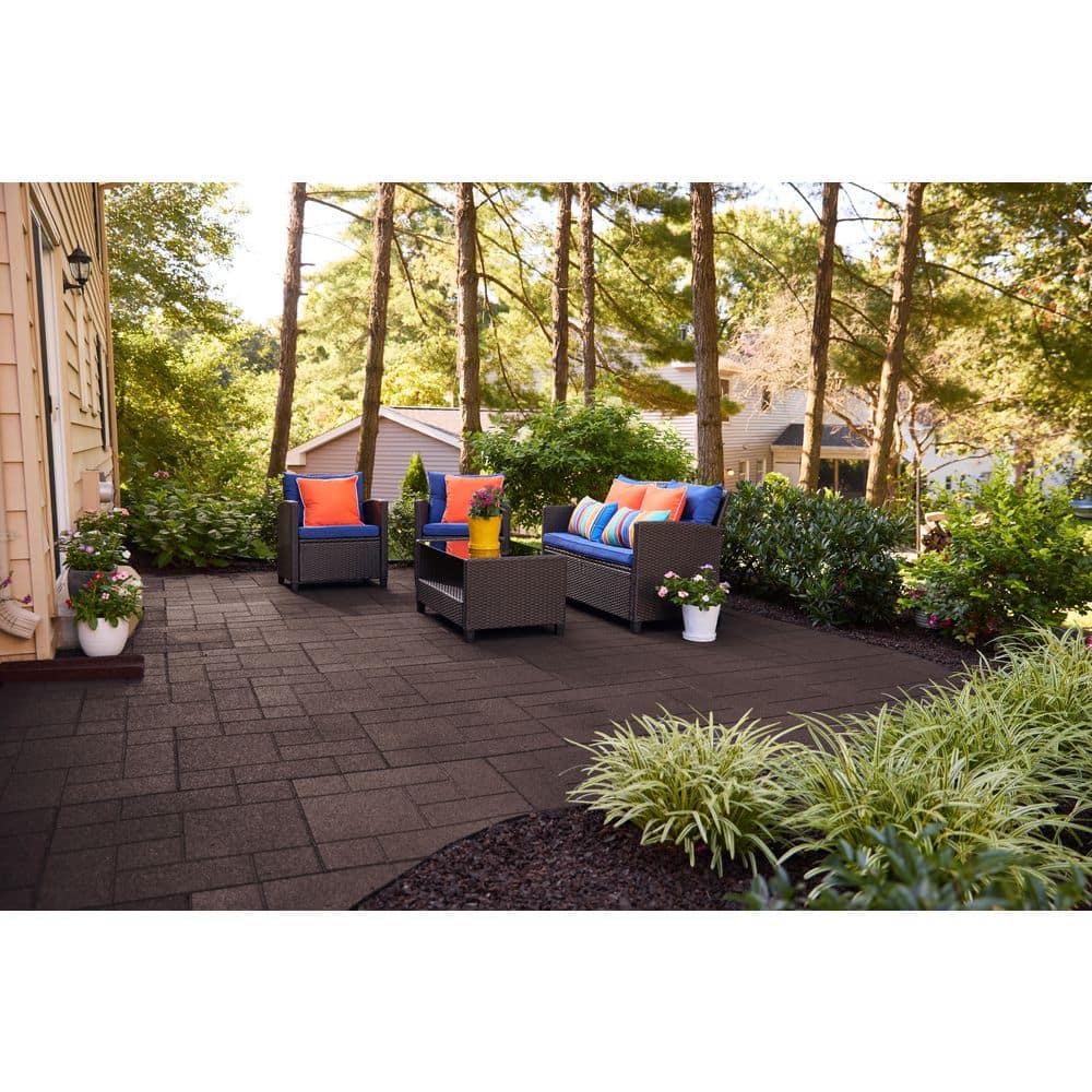 24 in. x 24 in. x 5/8 in. Brown Dual-Sided Rubber Paver (4-Pack) - Hercitys