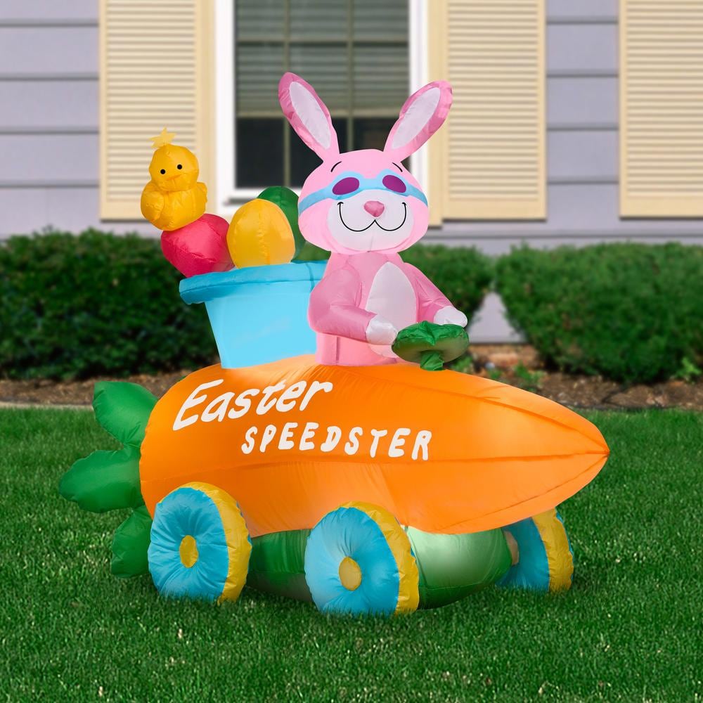 54 in. Inflatable Bunny in Easter Speedster - Hercitys