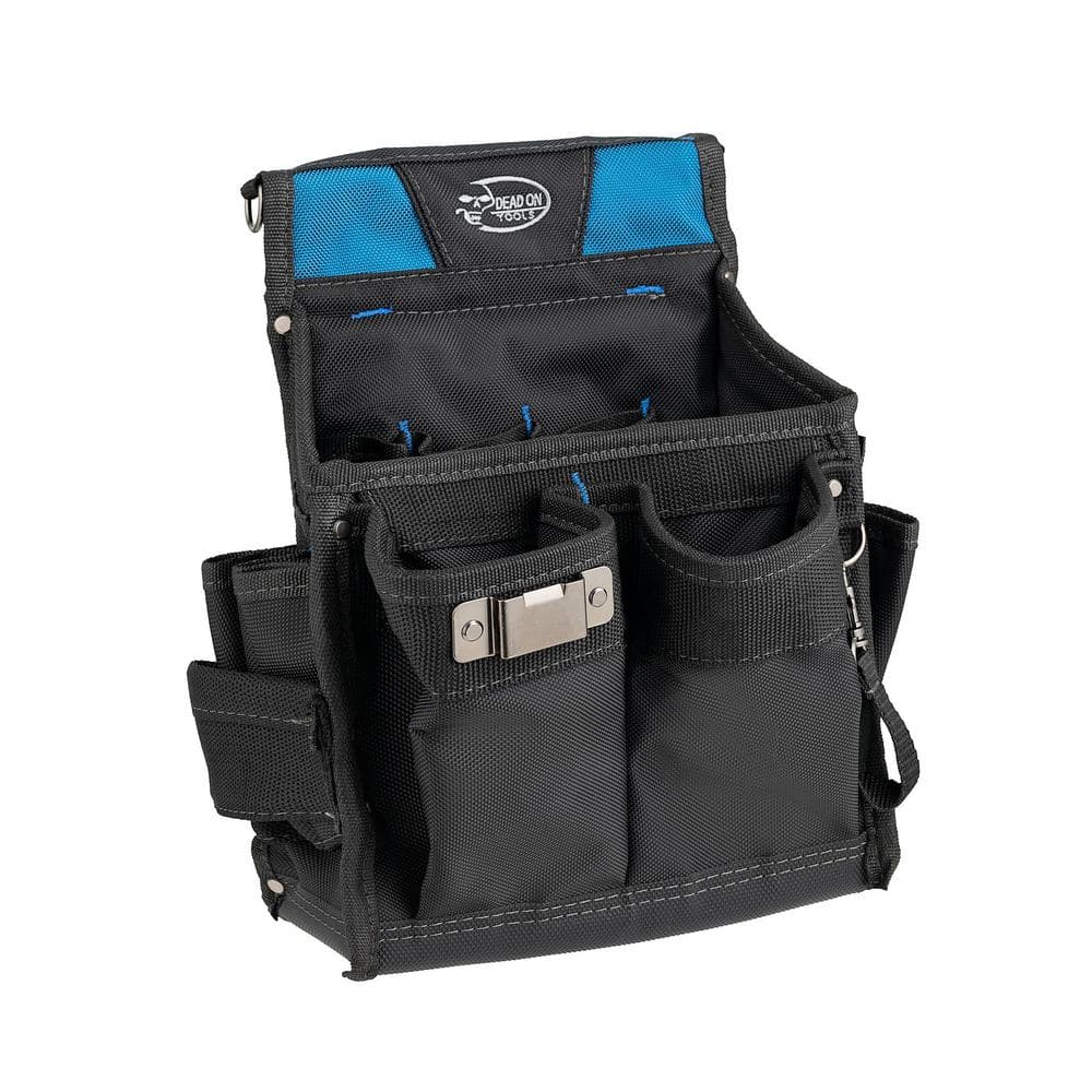 11 in. 14-Pocket Electricians Professional Tool Belt Pouch with Hammer Loop and Tape Measure Holder in Black - Hercitys