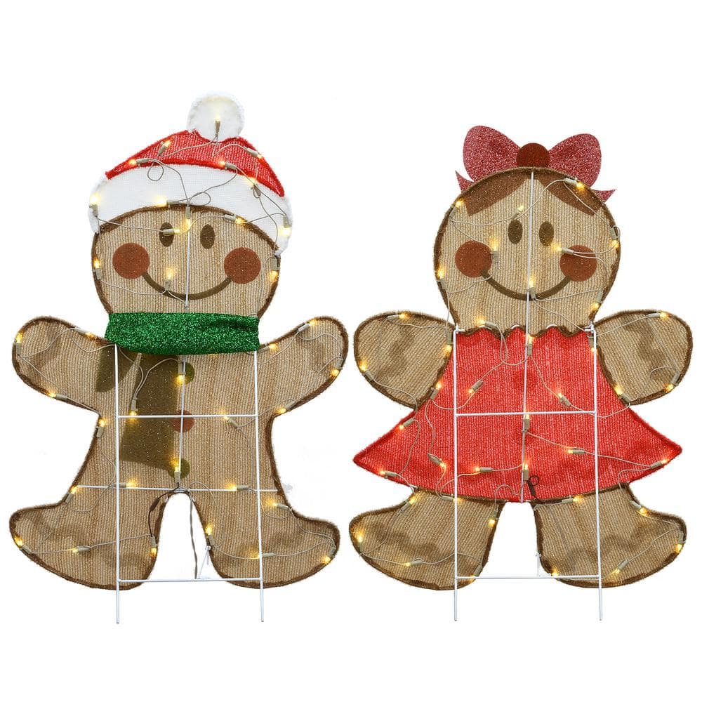 35 in. Pre-Lit Gingerbread Cookie Couple - Hercitys